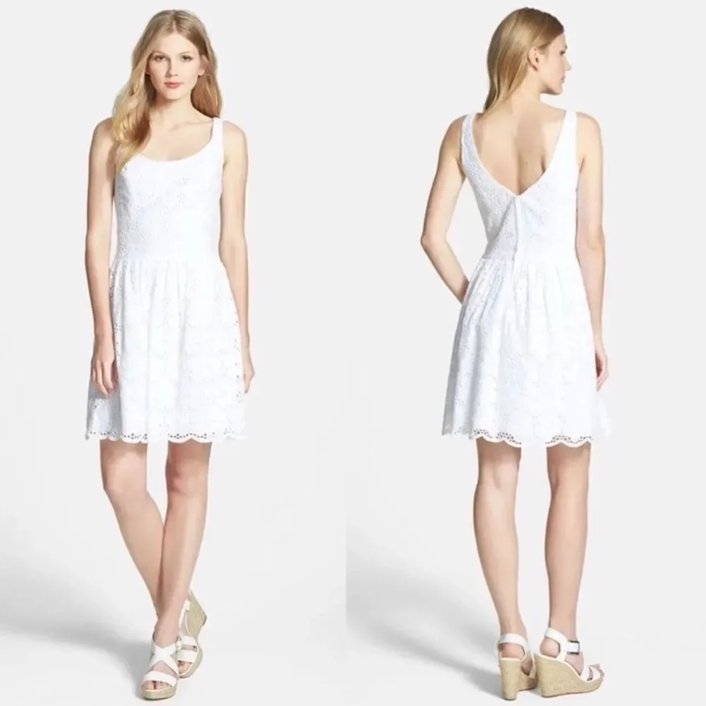 Lilly Pulitzer Calhoun Scoop Neck Resort White Charleston Eyelet Dress NWT 6